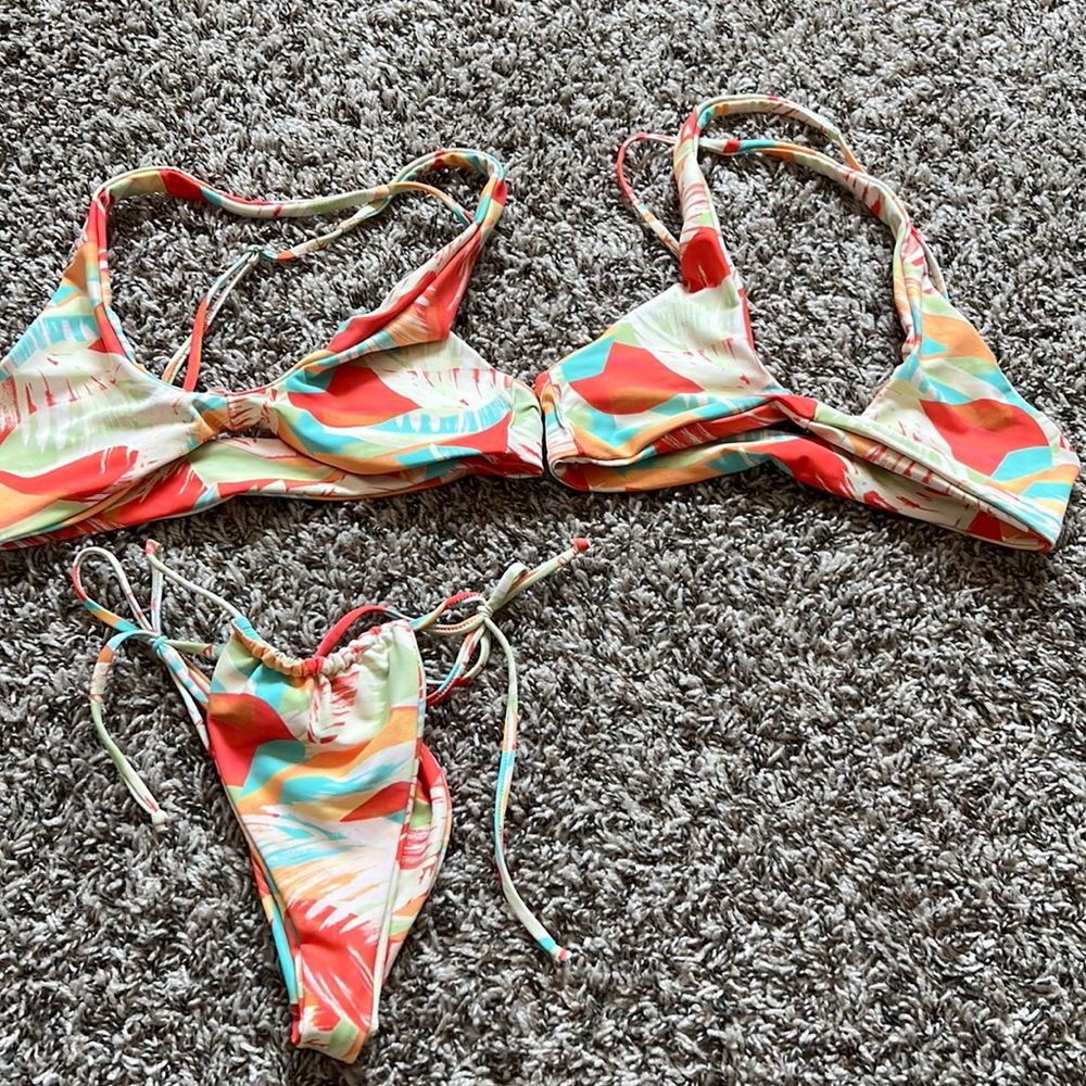 Skatie Orange and Red Chevron Bikini Set